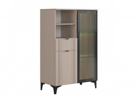 Комод 2 со стеклом Рич (кашемир/фрапучино матовый/черный) в Якутске - yakutsk.mebel-nsk.ru | фото