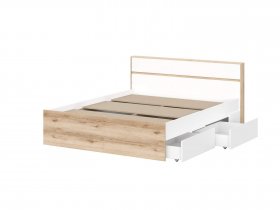 Кровать двуспальная 1,6м Брауни (дуб делано/белый) в Якутске - yakutsk.mebel-nsk.ru | фото