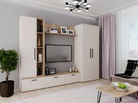 Модульная стенка Верона (сатин/дуб крафт серый) в Якутске - yakutsk.mebel-nsk.ru | фото