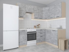 Модульная угловая кухня 1,4м*2,1м Лада (цемент) в Якутске - yakutsk.mebel-nsk.ru | фото