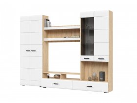 Стенка ГС-01 Либерти (дуб сонома/белый глянец) в Якутске - yakutsk.mebel-nsk.ru | фото